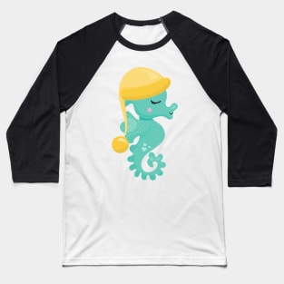 Cute Seahorse, Green Seahorse, Sleeping Seahorse Baseball T-Shirt